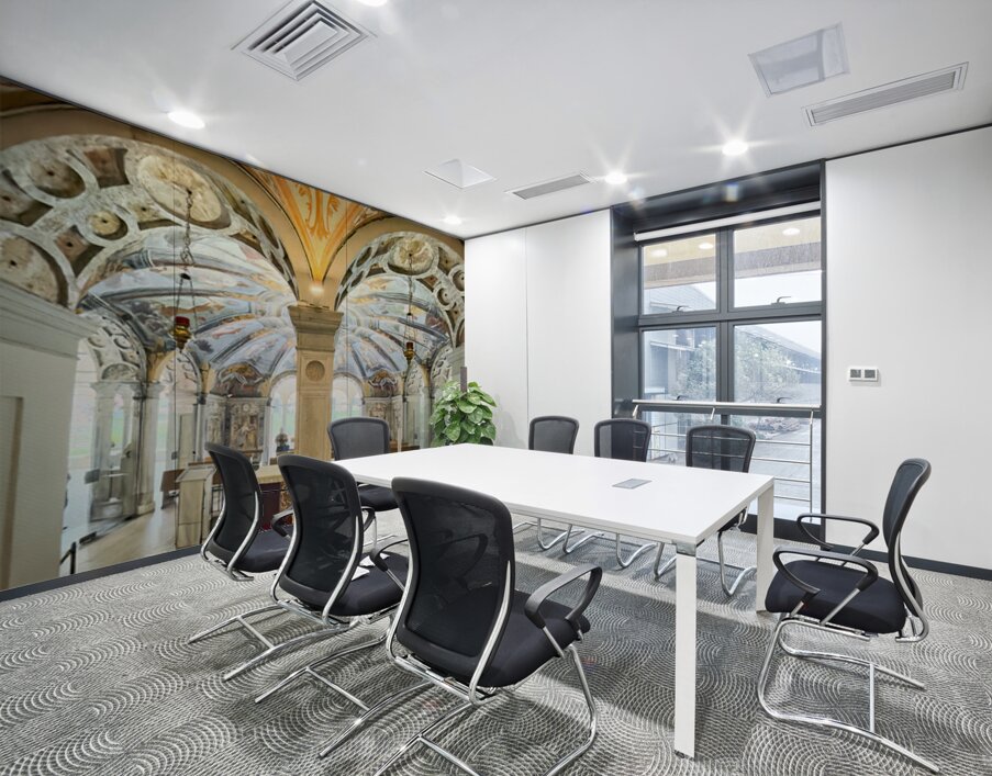 Interior of Santa Maria alla Fontana church in Milan Italy with ornate frescoes and altar Wall Printing