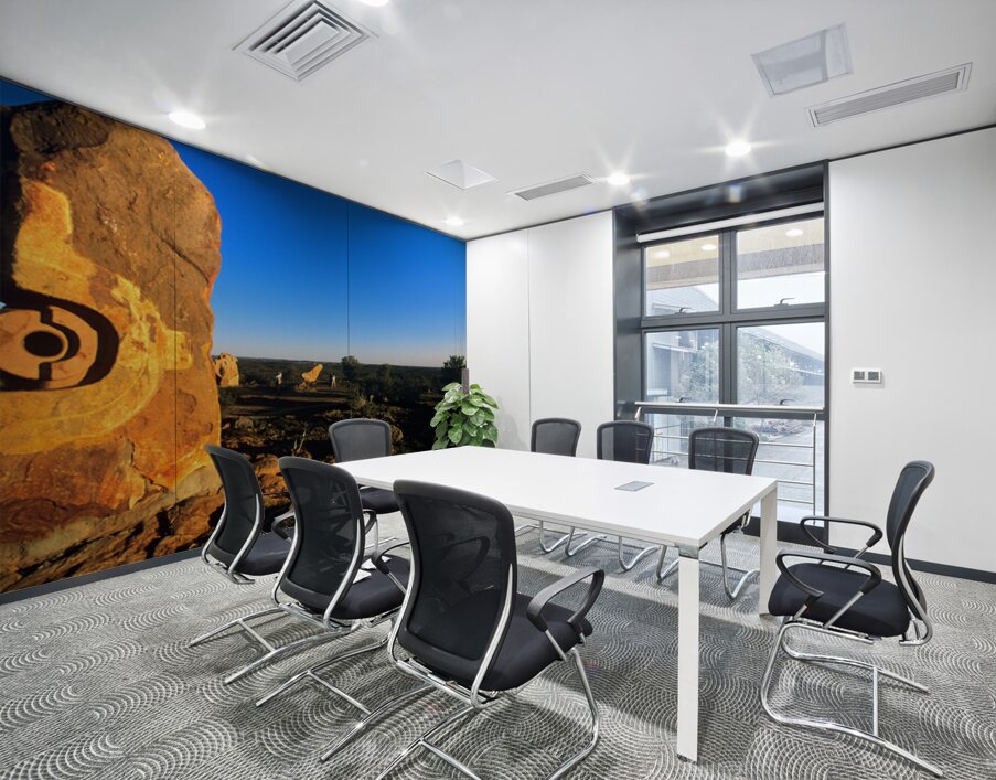 Sandstone sculptures glow at sunset in the Australian outback. Wall Printing