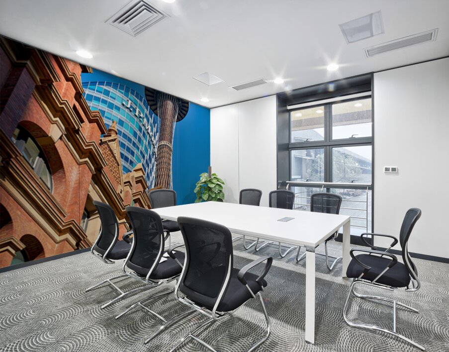 Sydney Tower and J.P. Morgan building against blue sky. Wall Printing