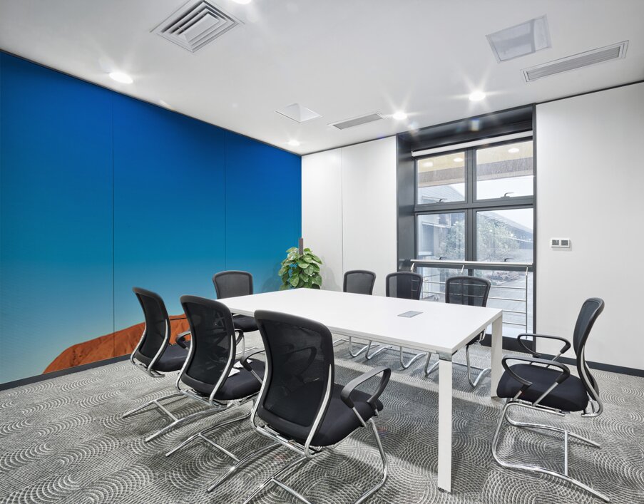 Uluru monolith under a clear blue sky. Wall Printing
