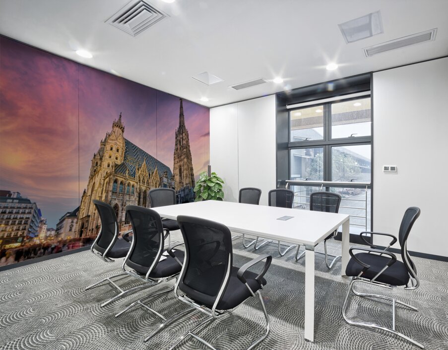 Majestic St. Stephens Cathedral in Vienna under a colorful sky. Wall Printing
