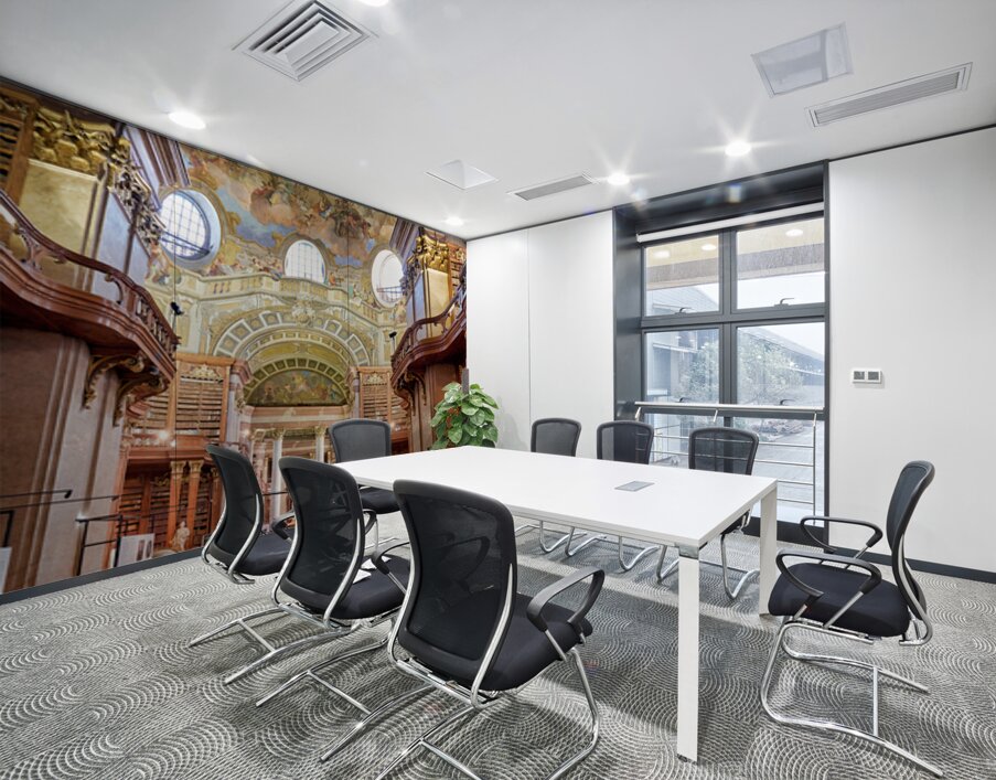 Grand historic library interior with ornate architecture and fre Wall Printing
