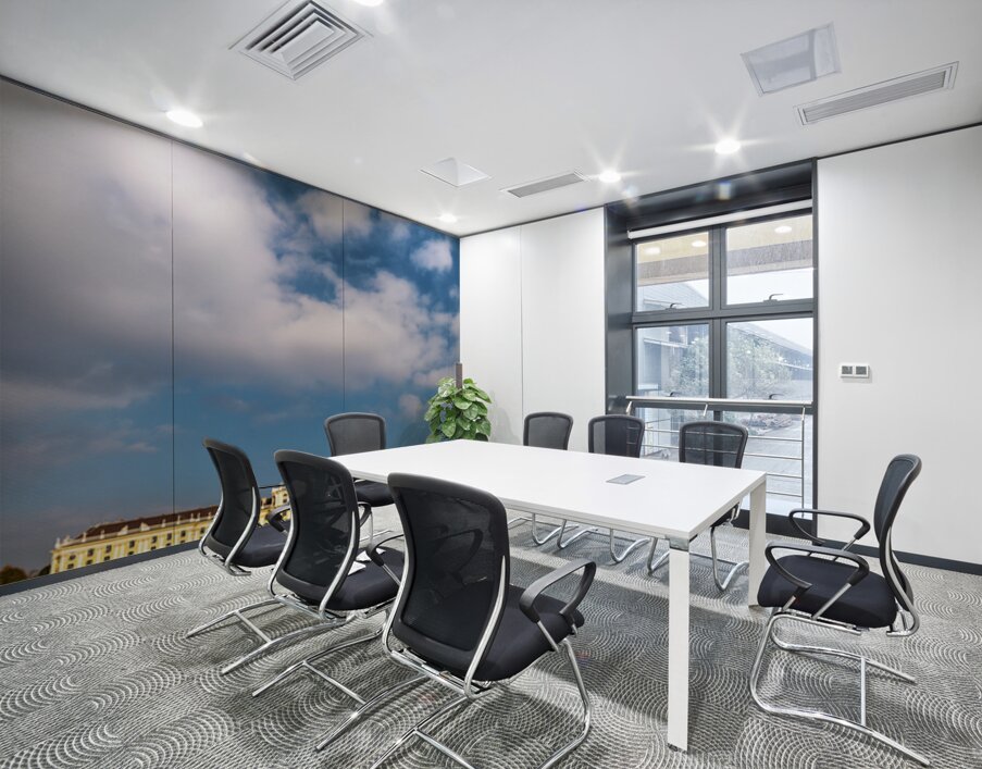 Schönbrunn Palace and gardens under a beautiful cloudy sky. Wall Printing