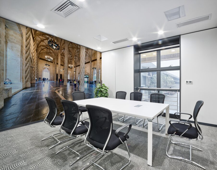 Visitors explore the interior of Lonja de la Seda in Valencia Sp Wall Printing