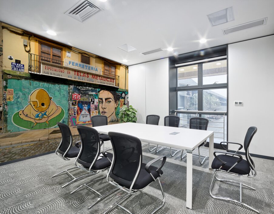 Valencia street art features murals and colorful buildings in Sp Wall Printing