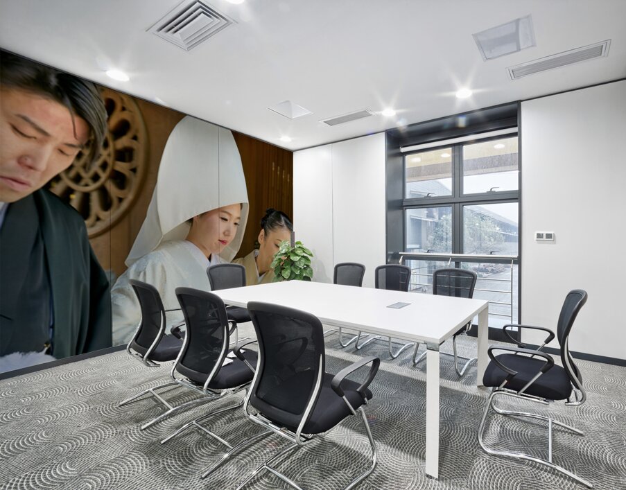 Traditional wedding ceremony at Meiji Jingu Shinto shrine in Tok Wall Printing