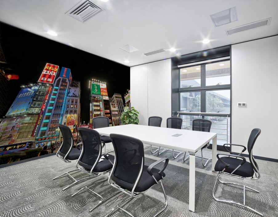 Neon lights shine bright in Shinjuku district of Tokyo at night Wall Printing