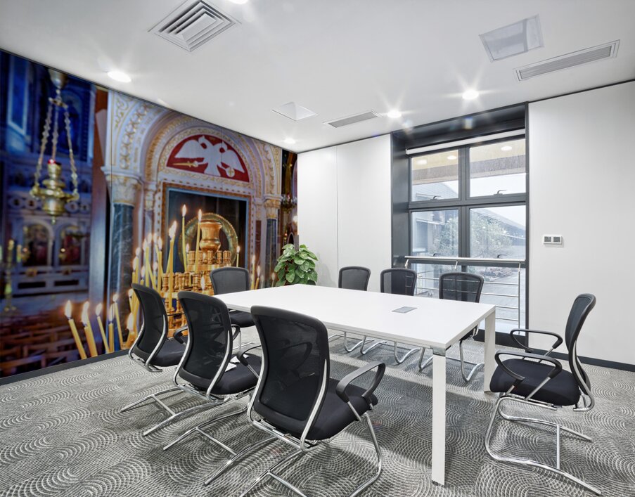 Candles in the Mitropolis Cathedral in Athens Greece show light Wall Printing