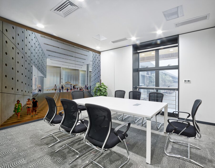 People walk around the Acropolis Museum in Athens Greece Wall Printing