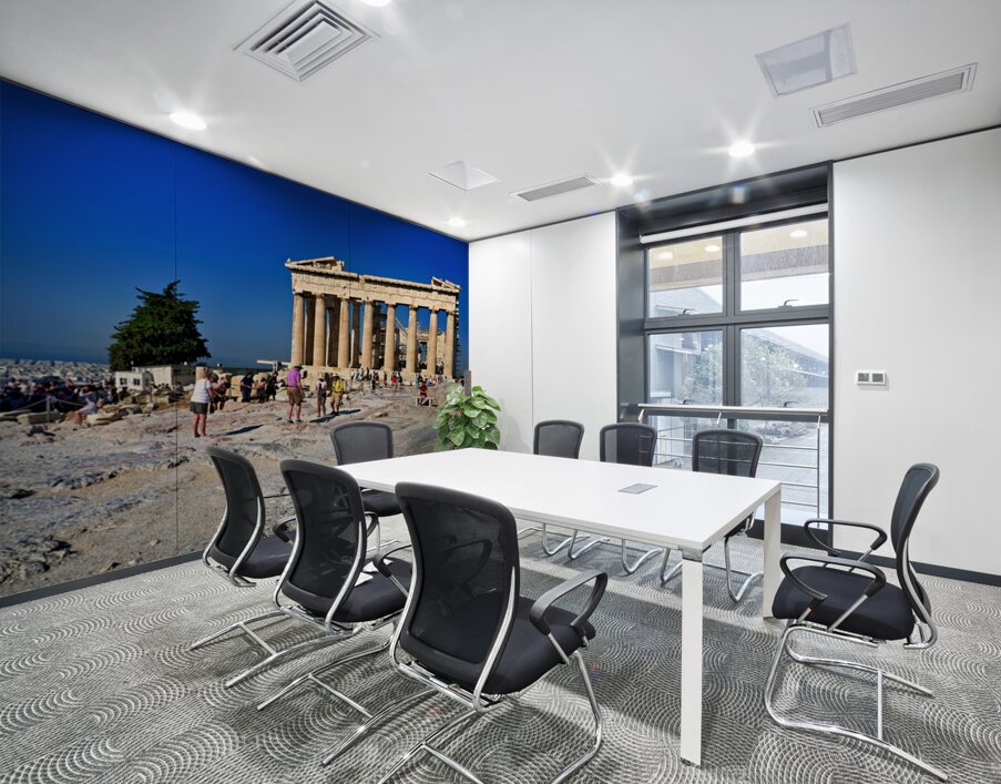Visitors explore the Parthenon at the Acropolis in Athens Greece Wall Printing