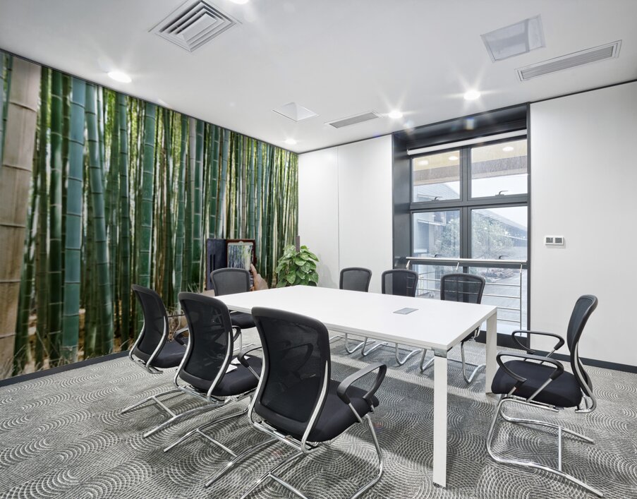 Buddhist monk takes pictures in Arashiyama Bamboo Grove in Japan Wall Printing