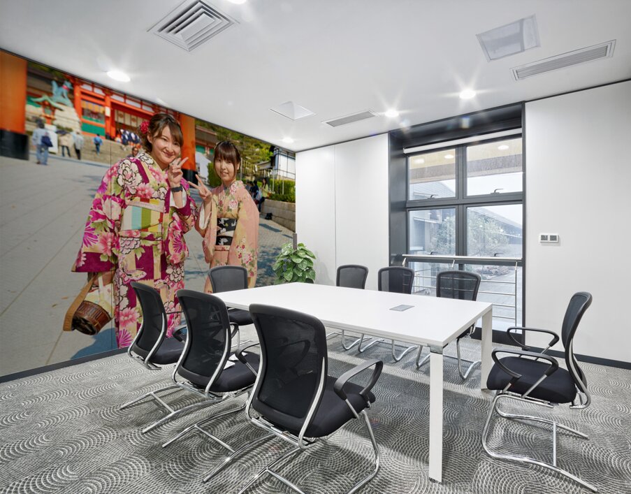 Young women enjoy Fushimi Inari Taisha Shrine in Kyoto Japan Wall Printing