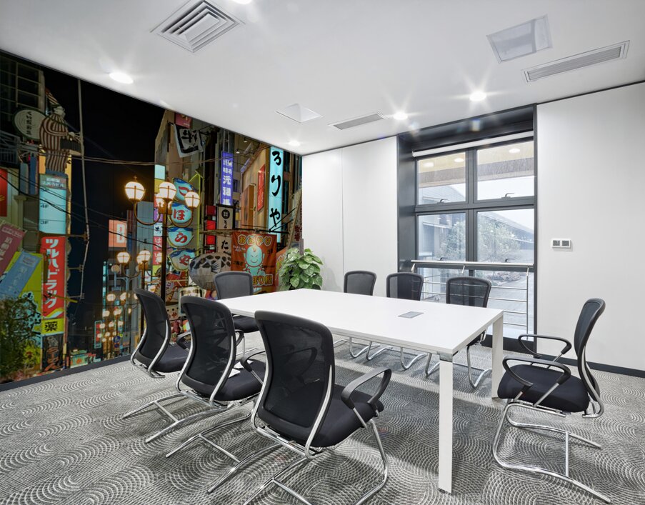 Illuminated signboards in Dotonbori District at sunset in Osaka Wall Printing
