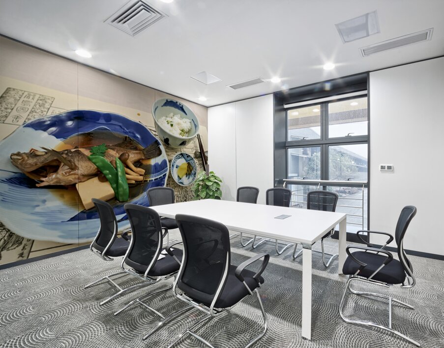 Enjoying traditional Japanese cuisine at a restaurant in Miyajim Wall Printing