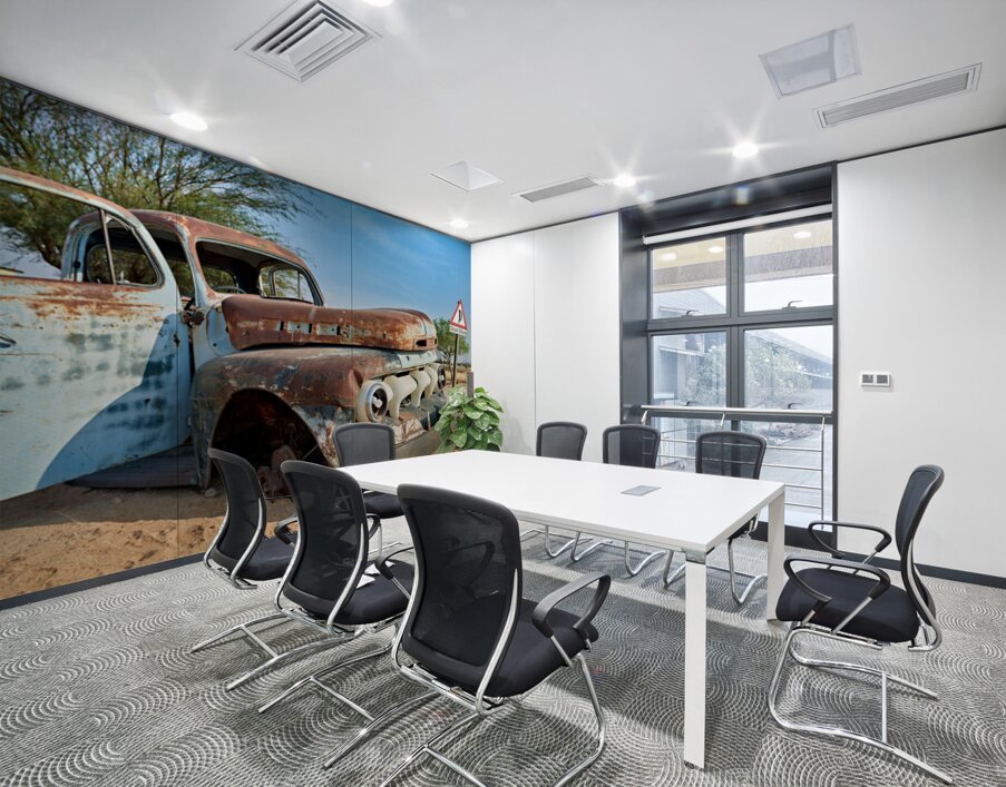 Classic car wreck in Namibias desert environment Wall Printing