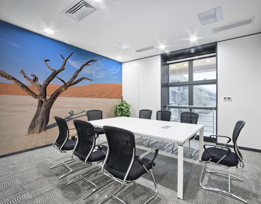 Dry camel thorn tree in Deadvlei clay pan of Namibia Wall Printing