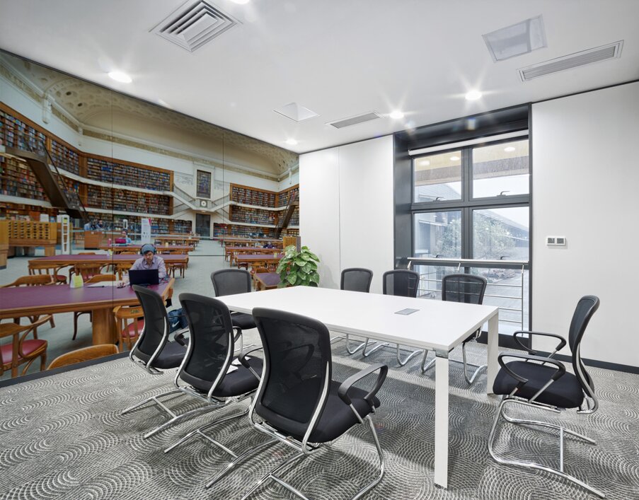Grand library in Sydney with students and researchers at work Wall Printing
