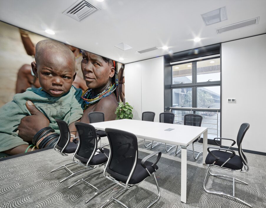 Portrait of young Zemba woman holding child in Kunene Region Wall Printing