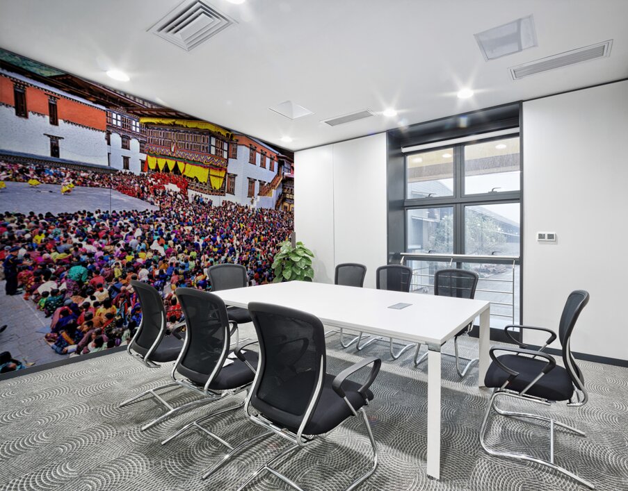 Large crowd at a traditional Bhutanese festival. Wall Printing
