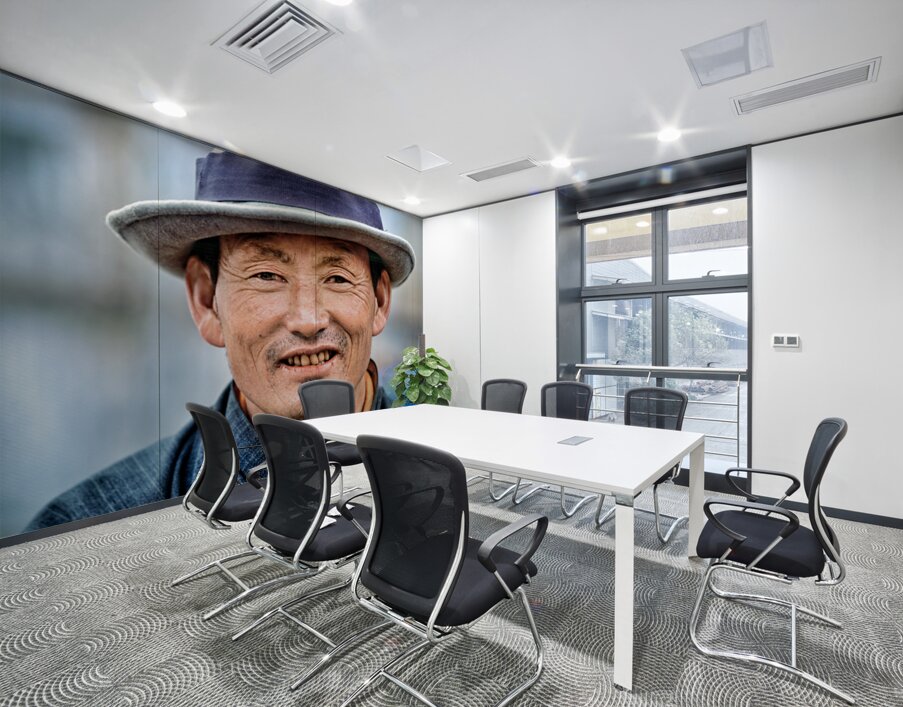 Portrait of a smiling man wearing a hat. Wall Printing