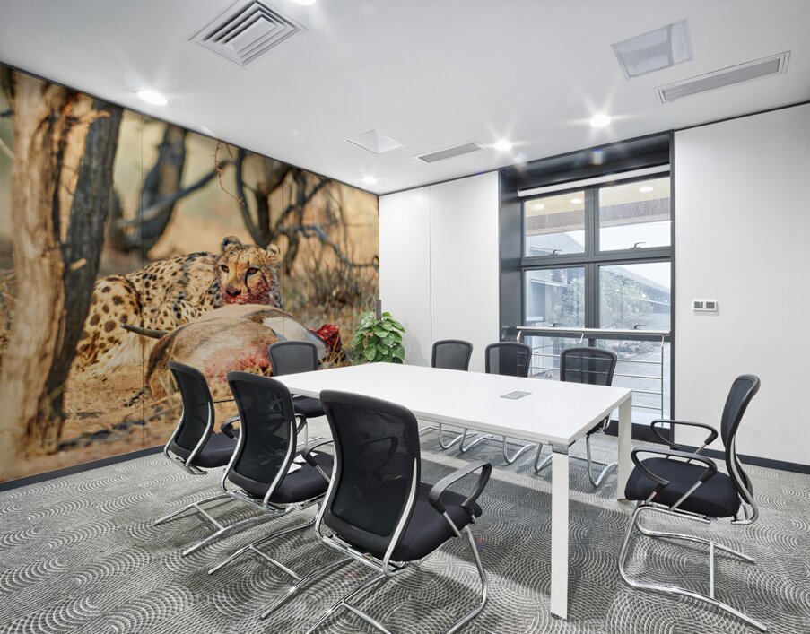 Cheetah feeding on its kill in Okonjima Reserve Namibia Wall Printing