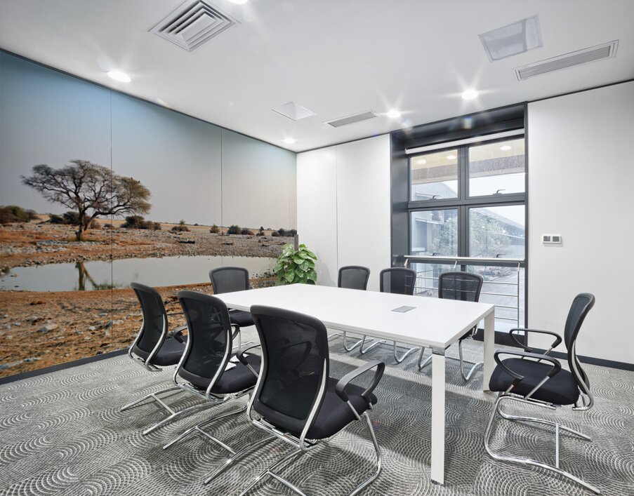 Zebras drink water at a waterhole in Etosha National Park Namibi Wall Printing