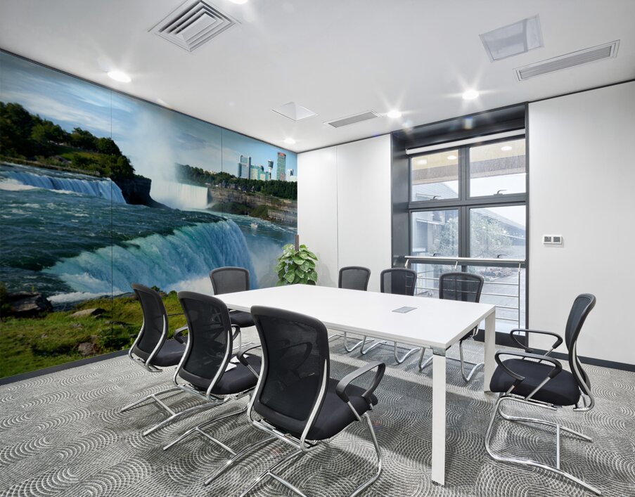 Niagara Falls with city skyline and boat. Wall Printing