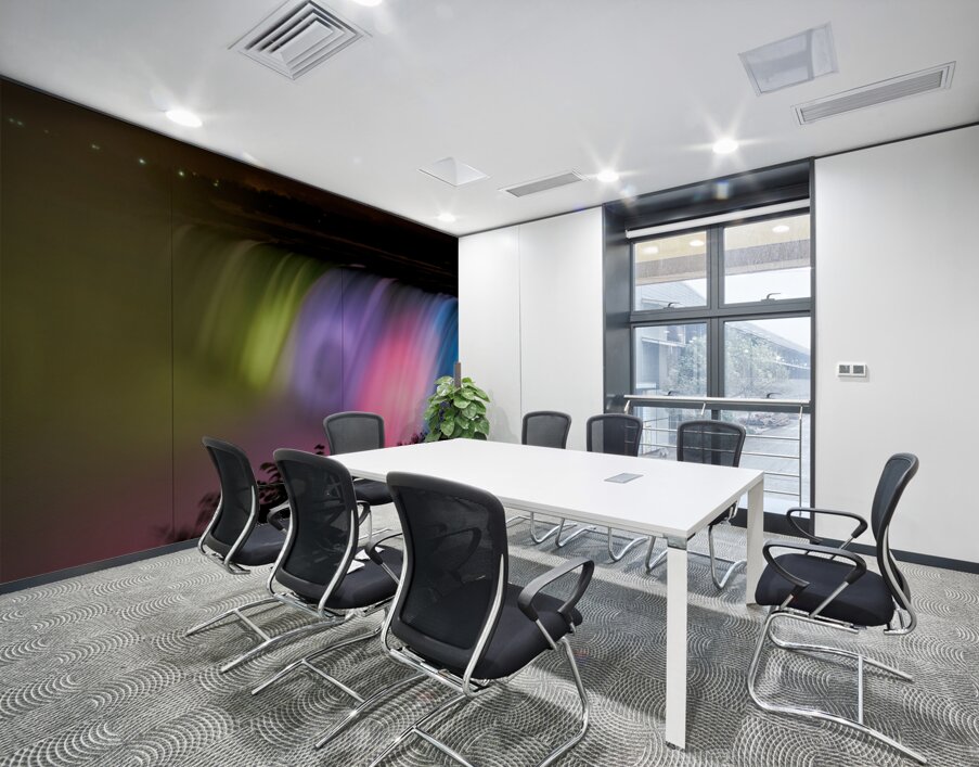 Niagara Falls illuminated with vibrant colors at night. Wall Printing