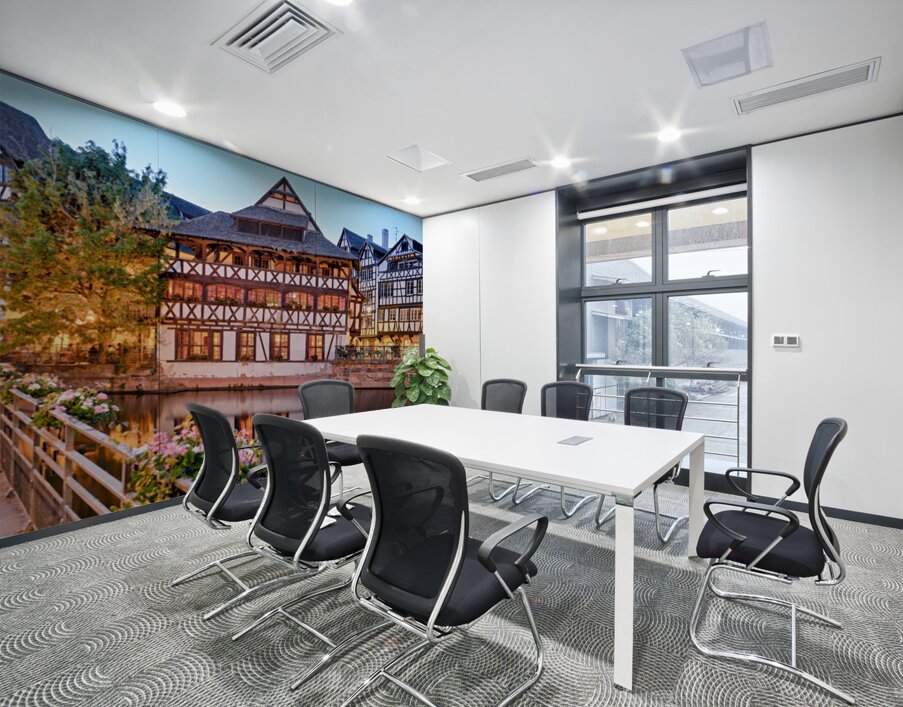 Timber houses in Petit France district by the water in Strasbour Wall Printing
