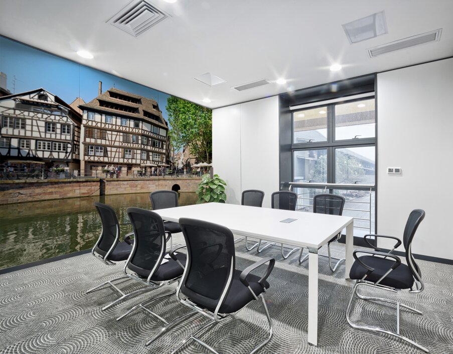 Colored timber houses by the water in Petit France district Wall Printing