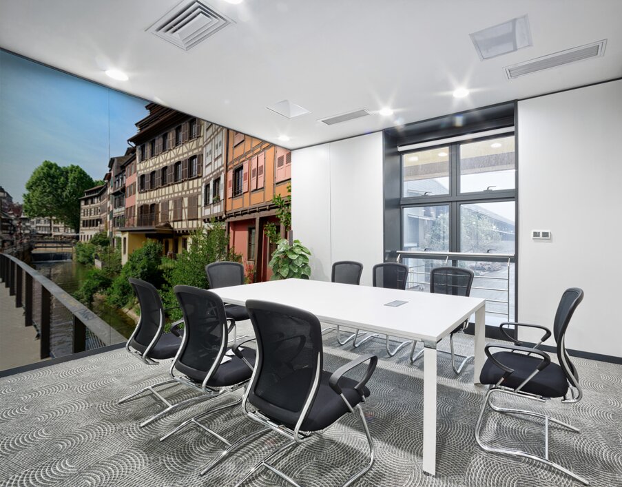 Timber houses by the canal in Strasbourgs Petit France district Wall Printing
