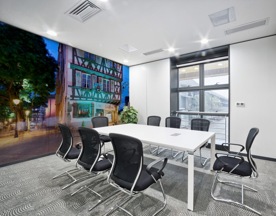 Timber framed houses in Colmar at night with soft lights Wall Printing