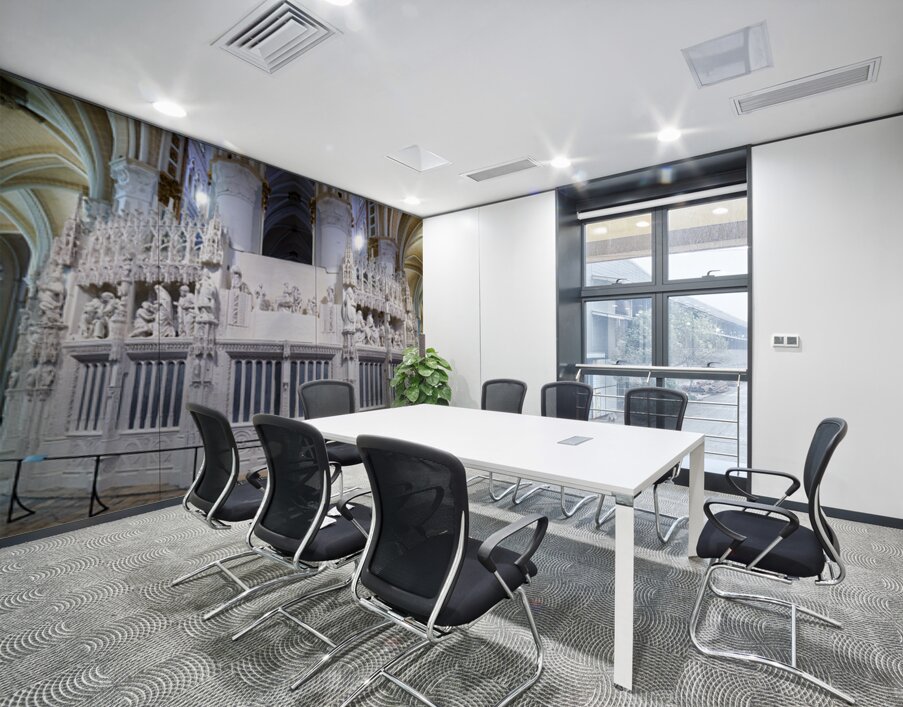 Chartres Cathedral interior with detailed white altar and sculpt Wall Printing