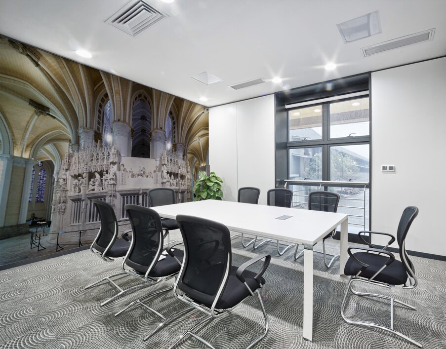 Cathedral interior in Chartres with detailed white altar area Wall Printing