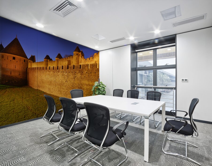 Exploring the ancient walls of Carcassonne in France at twilight Wall Printing