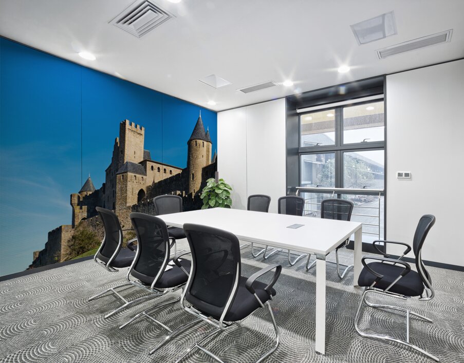 Visit to the famous castle of Carcassonne in France on a clear d Wall Printing