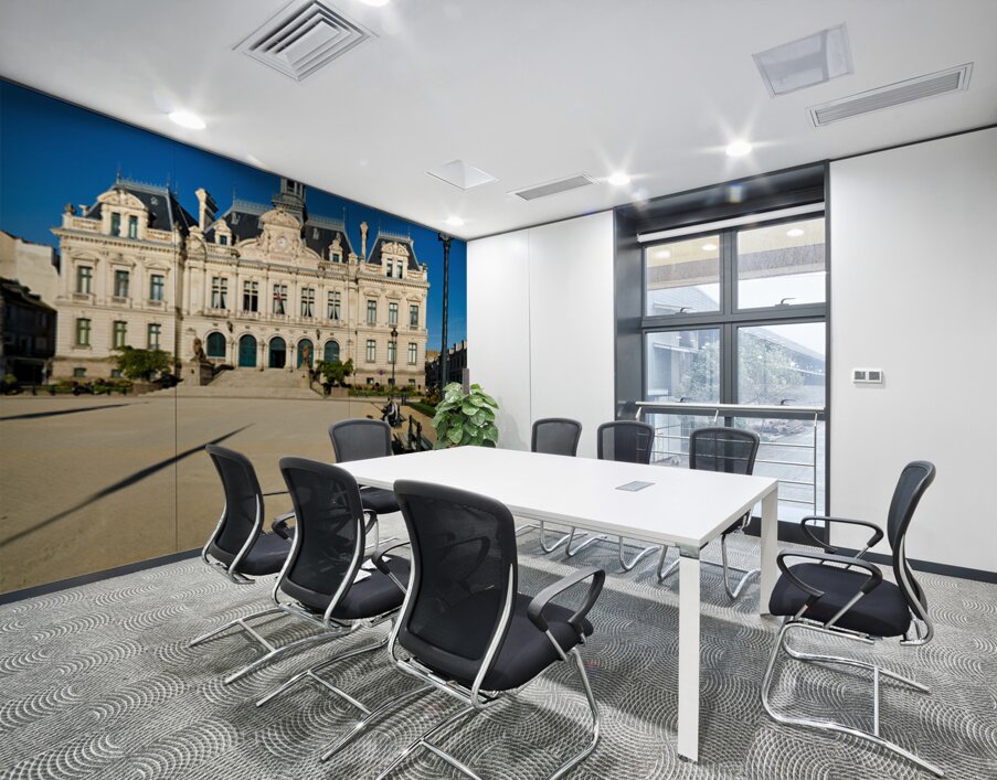 Vannes town hall stands in square on a sunny day in Brittany Fr Wall Printing