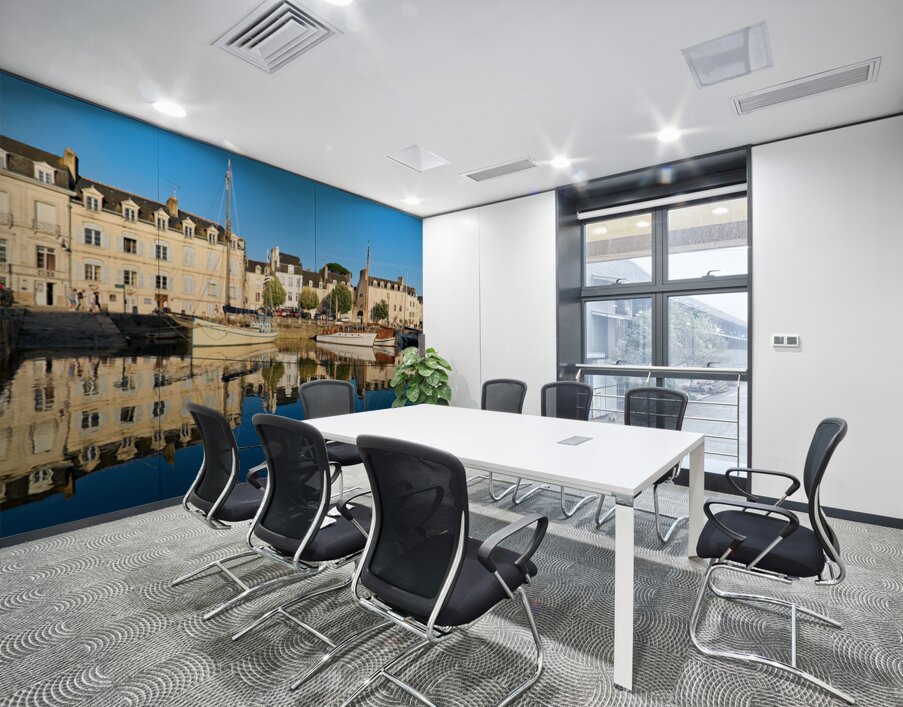 Boats moored at the port of Vannes in Brittany France during day Wall Printing