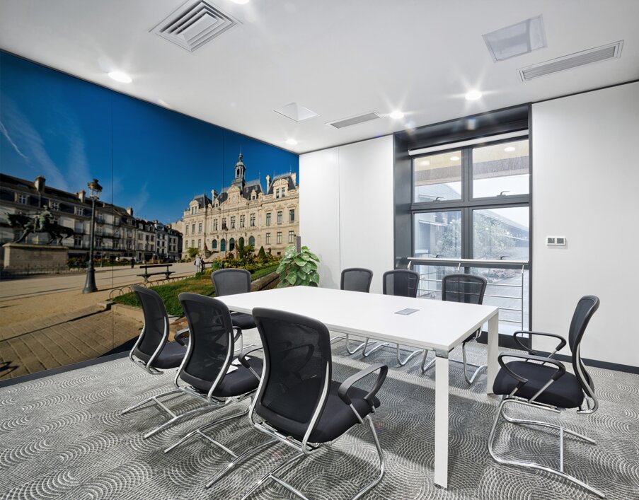 Vannes town hall in Brittany France with nearby park and buildin Wall Printing