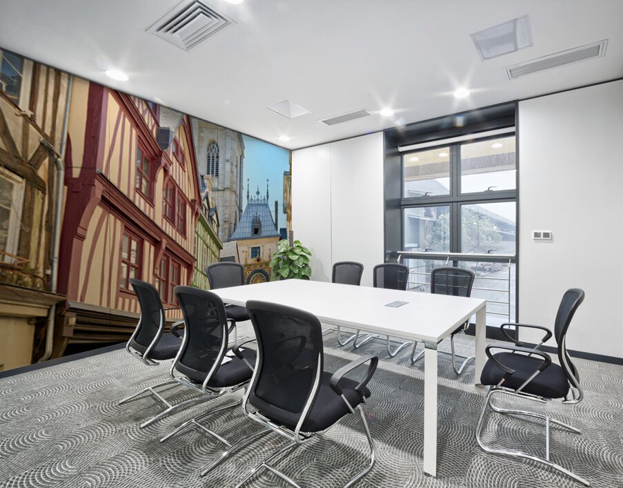 Walking in Rouen near Le Gros Horloge clock in Normandy France Wall Printing