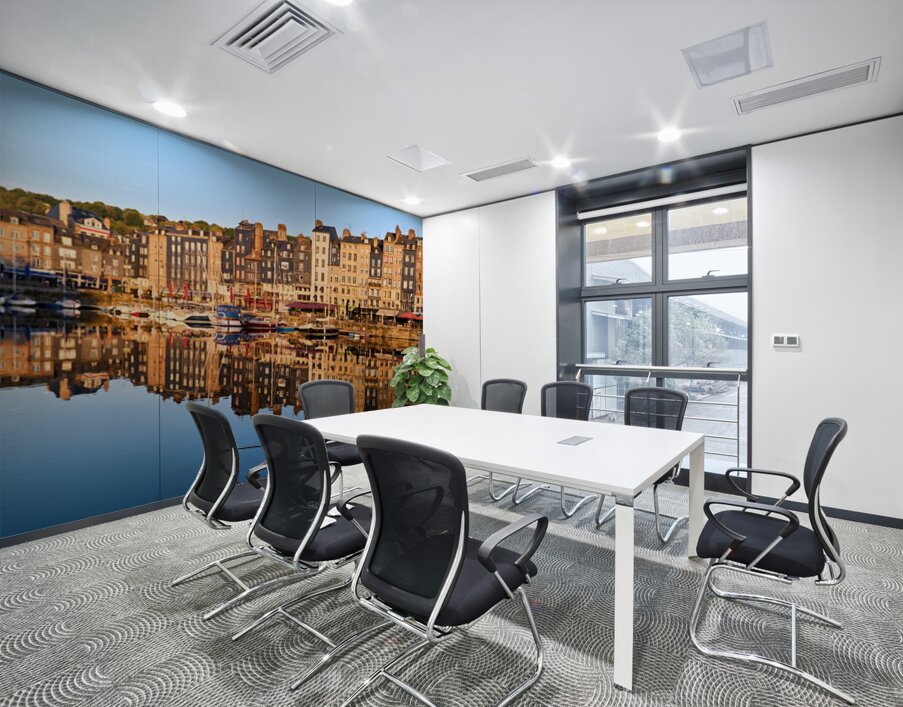 Sunrise view of Honfleur harbor in Normandy France with reflect Wall Printing