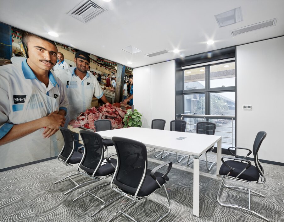 Fish market scene with men at work in Dubai UAE Wall Printing