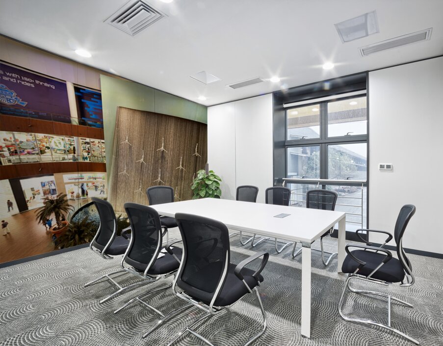 Indoor waterfall with diver sculptures in a mall in Dubai UAE Wall Printing