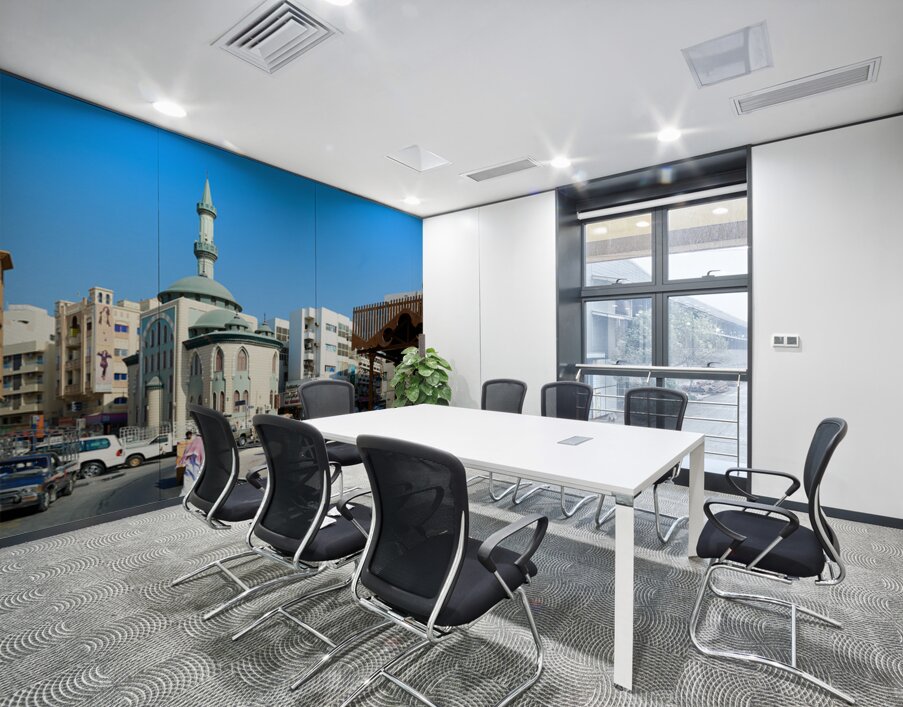 Middle Eastern street scene with mosque and market in Dubai UAE Wall Printing