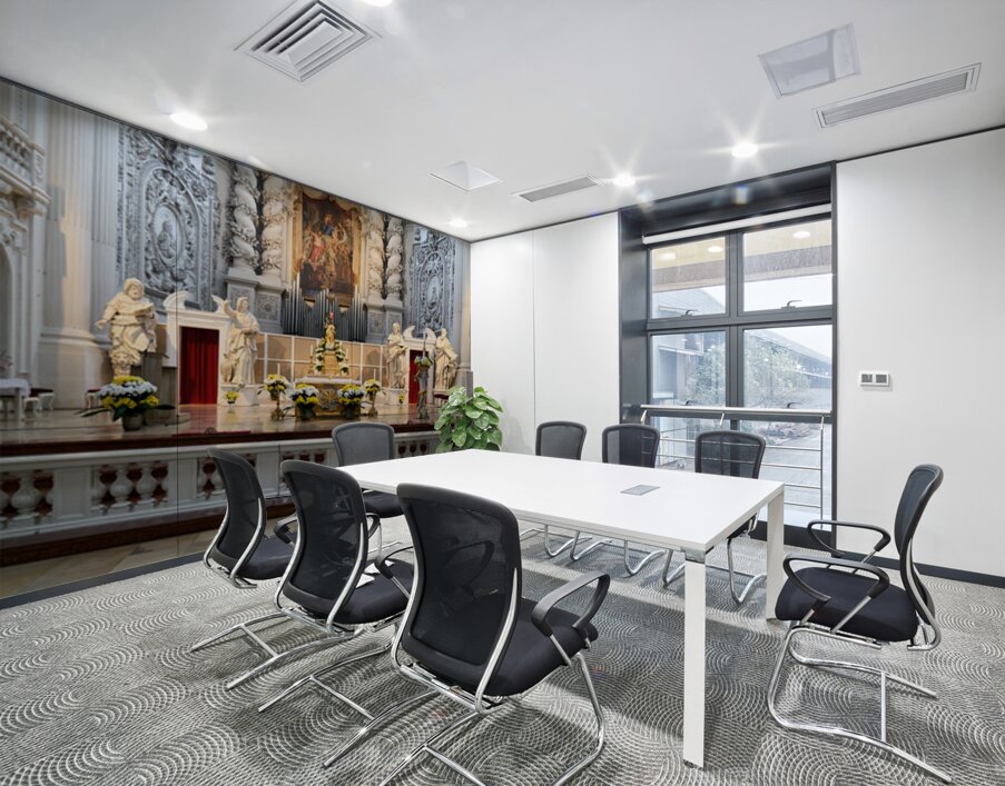 Interior view of Theatinerkirche in Munich with altar and sculpt Wall Printing