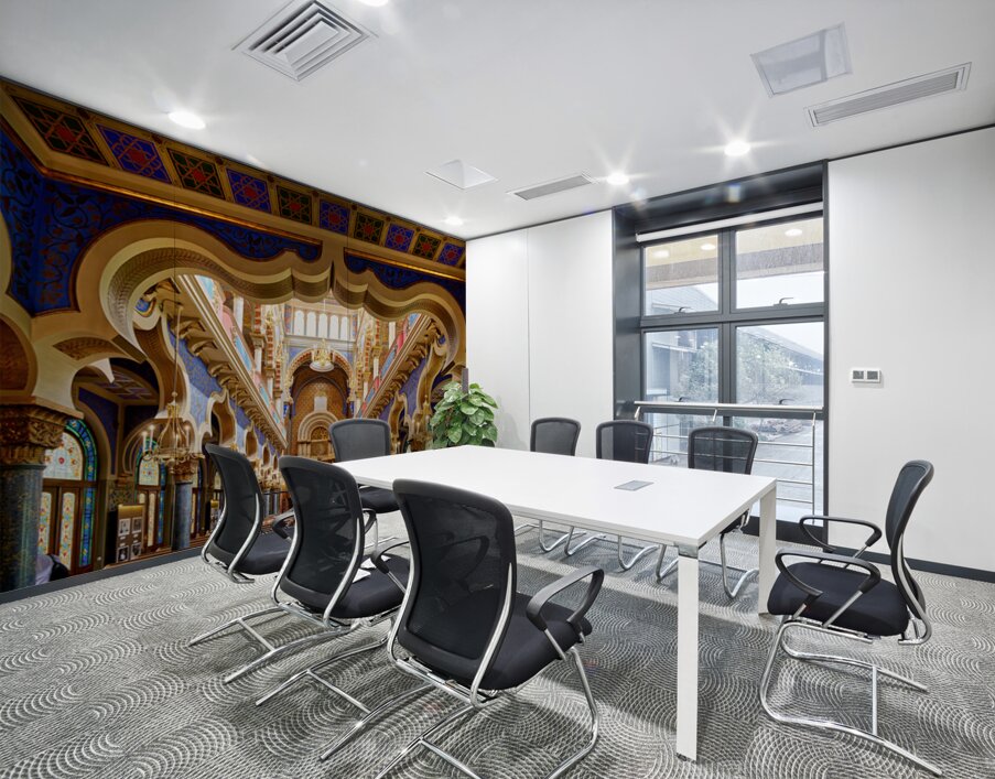 Stunning ornate synagogue interior featuring colorful arches an Wall Printing
