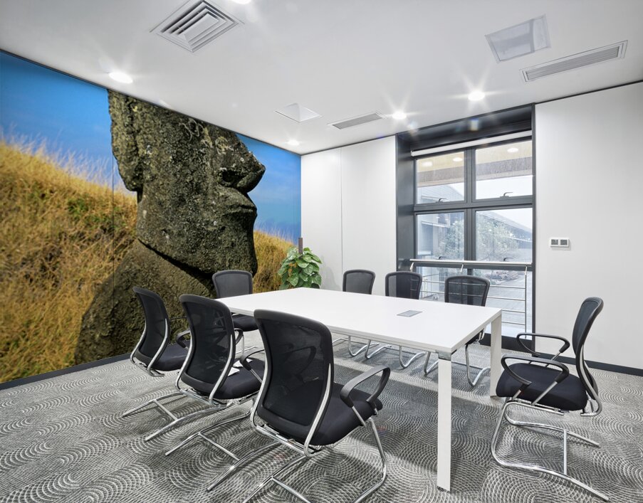 Iconic Moai statue stands tall on Easter Island. Wall Printing