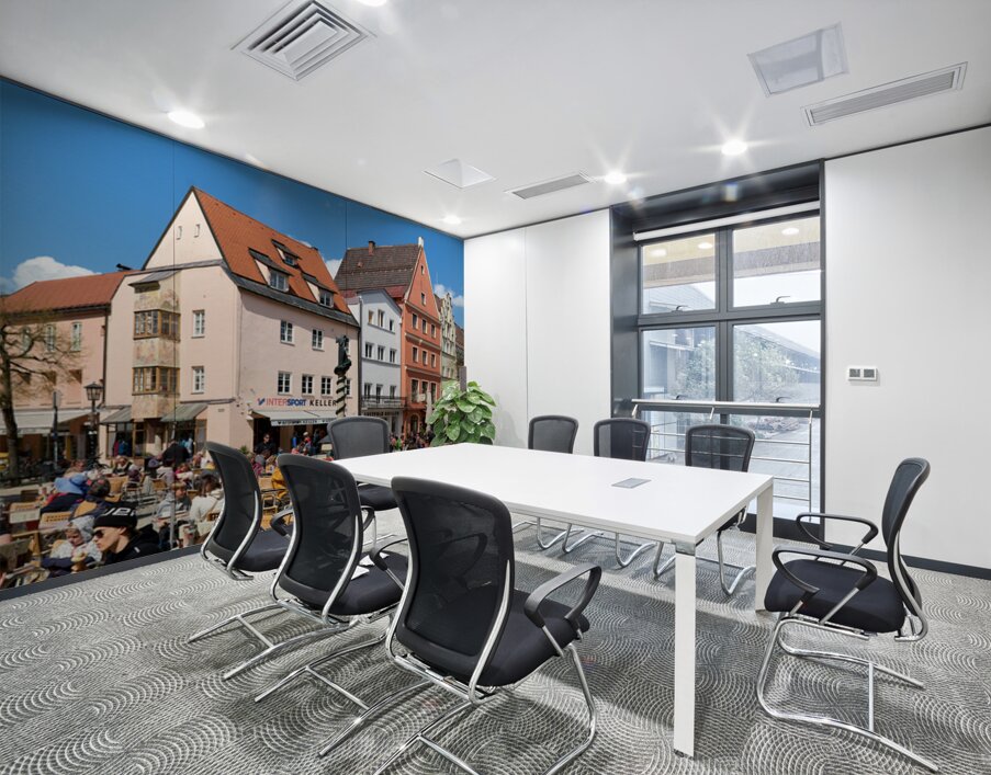 Outdoor dining at restaurants along the Romantic Road in Bavaria Wall Printing