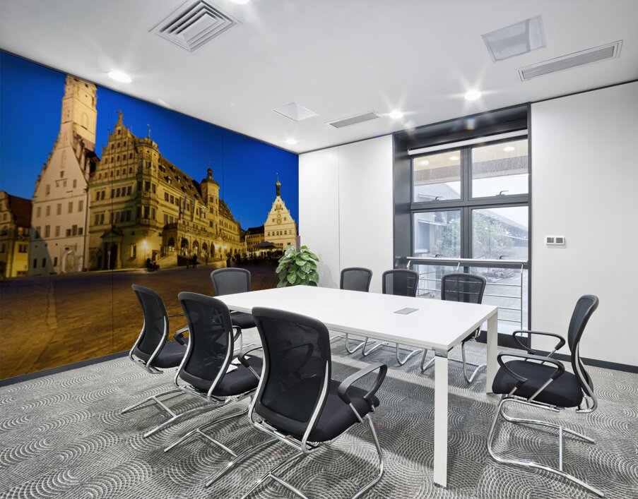 Market square in Rothenburg ob der Tauber during sunset Wall Printing