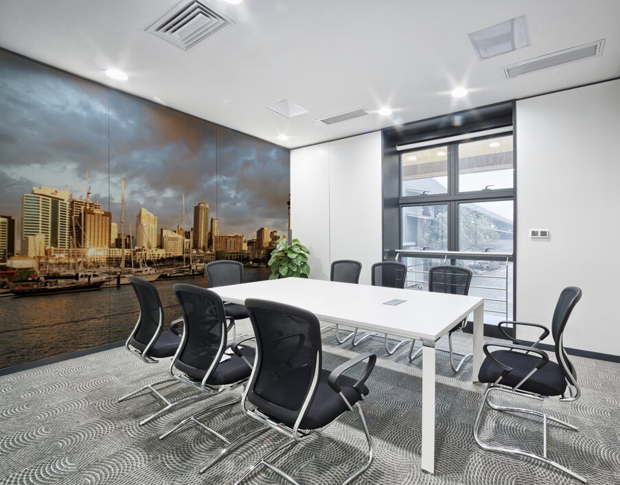 Auckland skyline at sunset from Viaduct Harbour Wall Printing